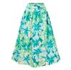 Women Spring Floral Print Skirt Summer Casual A-Line High Waist Middle Long Split Skirts S-XL
