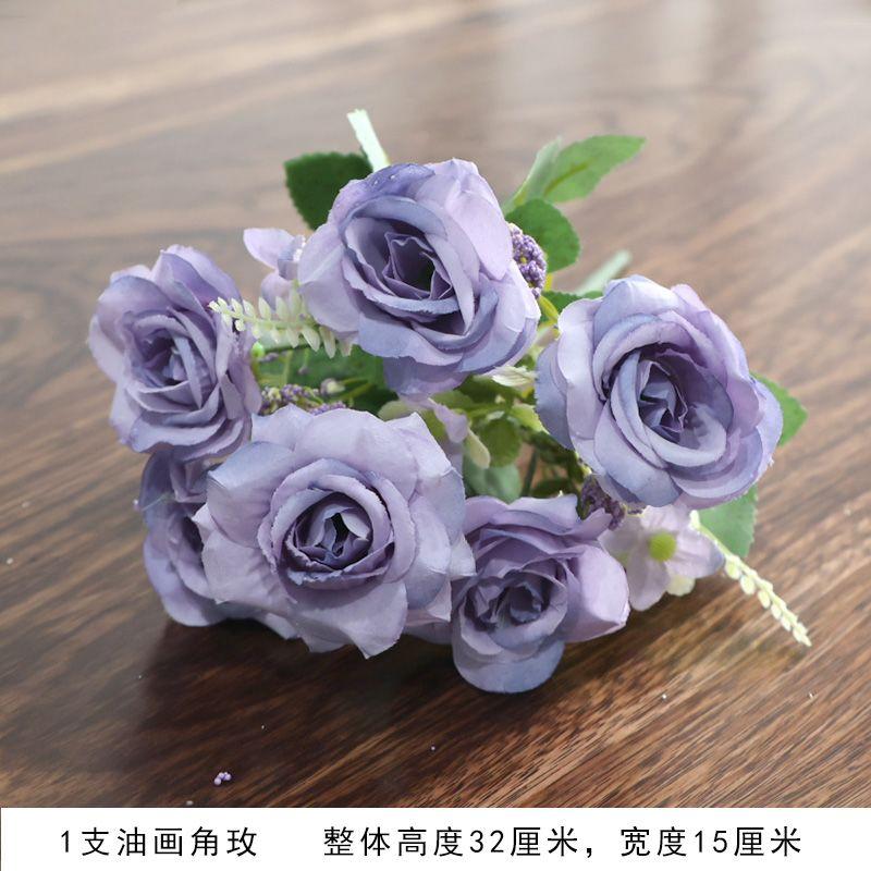Single Stem Artificial Flower Rose For Indoor Decoration Silk Fabric Artificial Flowers For Room Decoration Small Bunch Of Plastic Flower Bouquets.