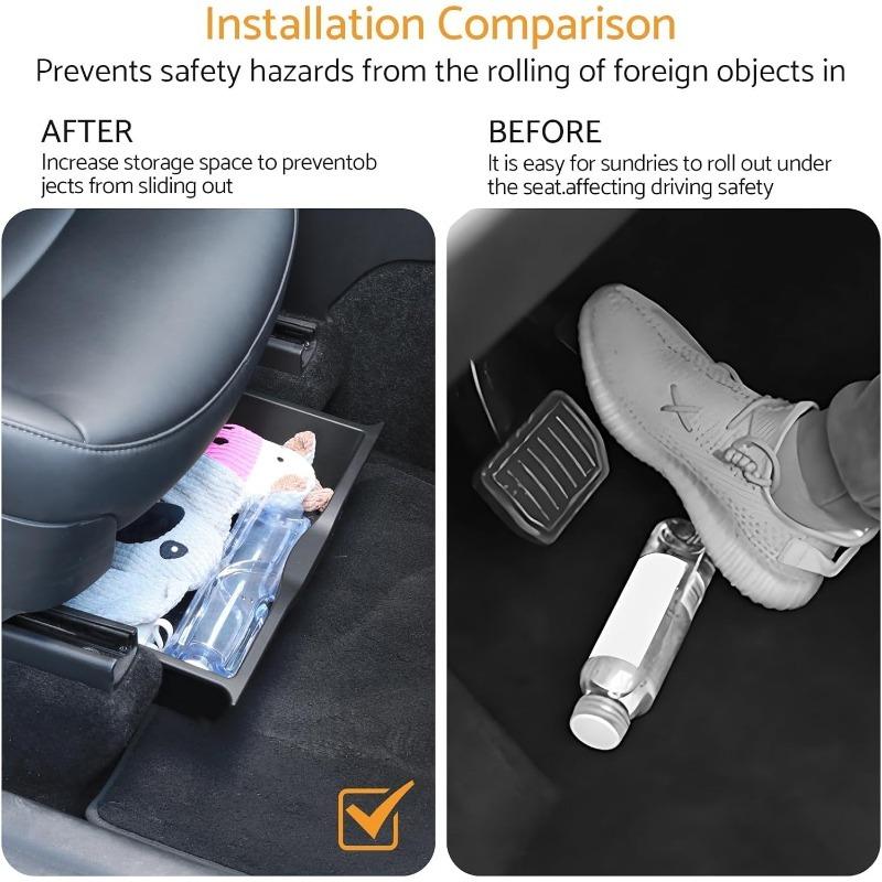 Underseat Storage Box for Tesla Model Y Environmentally Friendly Drawer TPE Storage Box Push Pull Car Interior Accessories 2025