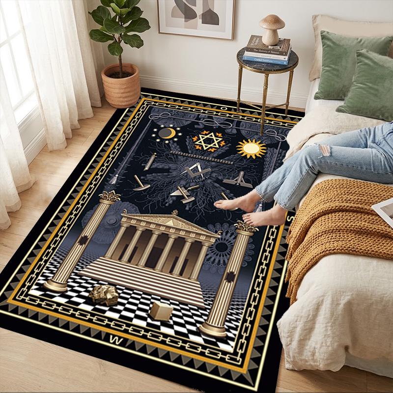 Masonic Symbols Living Room Nonslip Area Rug Soft Carpet For Bedroom Game Playroom Sofa Office Home Decor Doormat Christmas Gift C926797