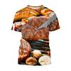 Kids O Neck T Shirt 3D Burger Food Pattern Vivid Unique Design For Outdoor Play Picnic Gathering Park Trips Summer Casual Daily Outfits