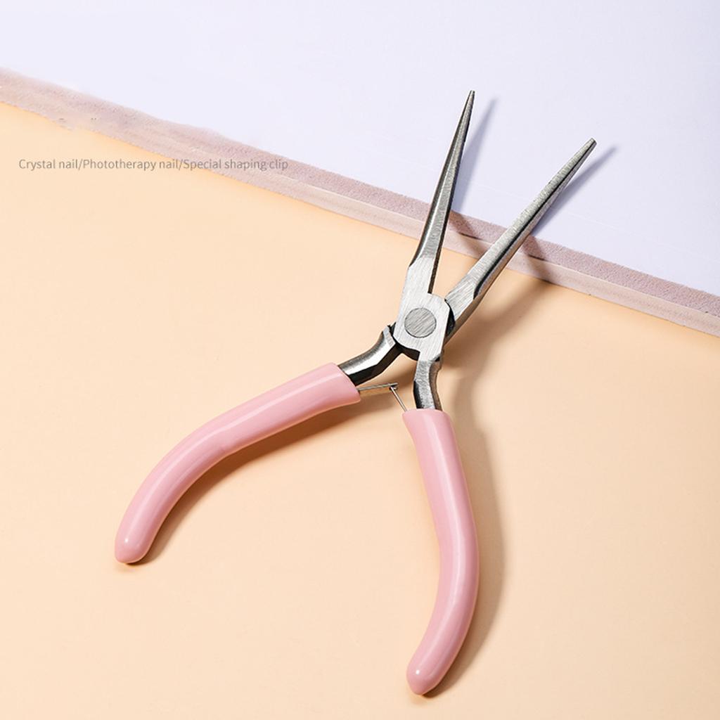 Nail Clips Acrylic Gel Extension Quick Building Shaping Tweezers Pink Design Stainless Steel Manicure Pinching Tools