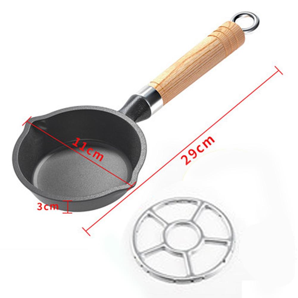 10/15cm Frying Pan Cast Iron Skillet Pan With Wooden Handle Non-Stick Small Frying Pan Egg Pan For Kitchen Home Supplies