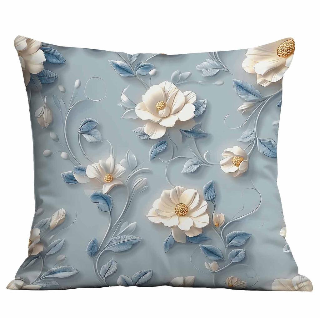 Spring and Summer 3D Floral Print Pillowcase Home Sofa Cushion Pillowcase
