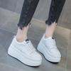 Fashion 8cm Cow Genuine Leather Autumn Spring Platform Wedge High Fashion Breathable Sneakers Chunky Casual Women Moccasins Shoes