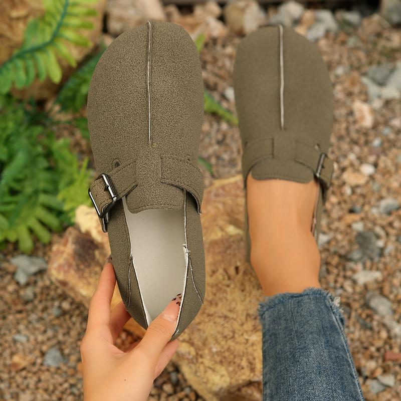 2026 New Autumn Women's Flat Cork Clogs Shoes Fashion Closed Toe Suede Slippers for Women Outdoor Casual Slides Shoes