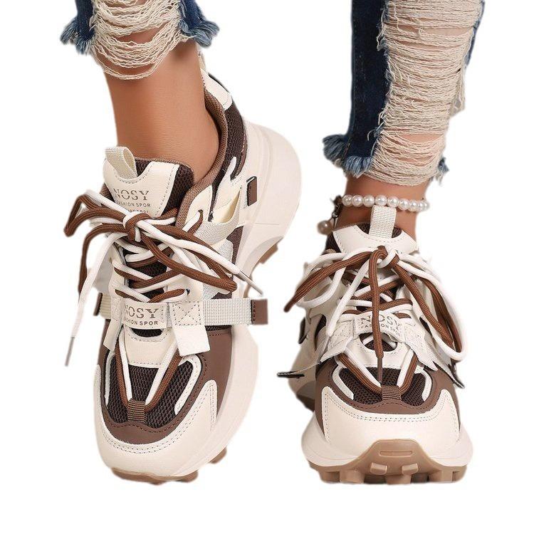 Dad shoes sneakers women's spring and autumn models European and American popular college style thick-soled round head breathable soft-soled running