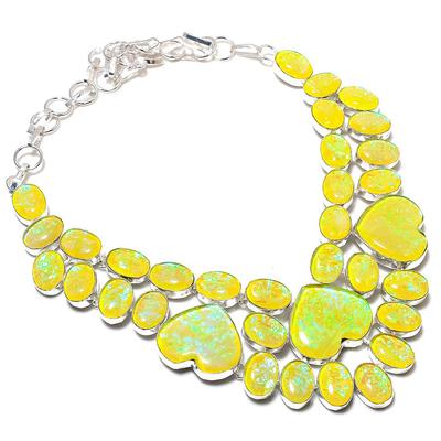 Collana in Argento Sterling 925 con Pietra Preziosa Opale Giallo Tripletto 18"