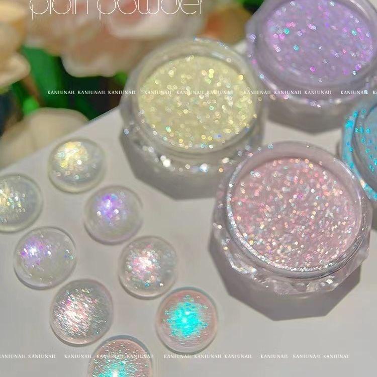 Fairy Manicure: Transparent Nude Highlight Powder with Fine Glitter and Crystal Stone for Special Nail Wear
