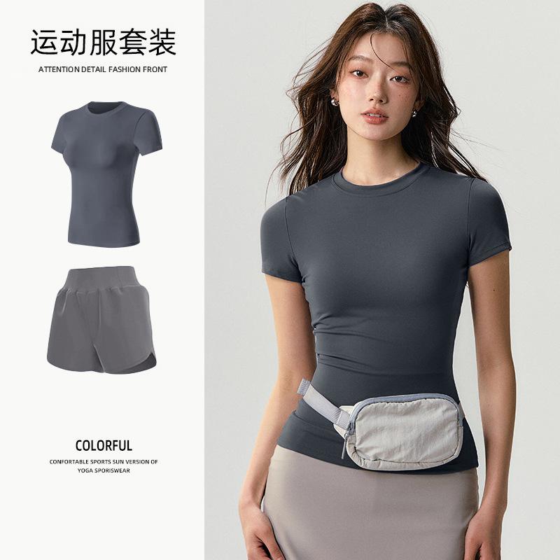 Basic Yoga T-shirt Women's Waist Versatile Fitness Short-sleeved Running Quick-drying Yoga Clothes Tight Top