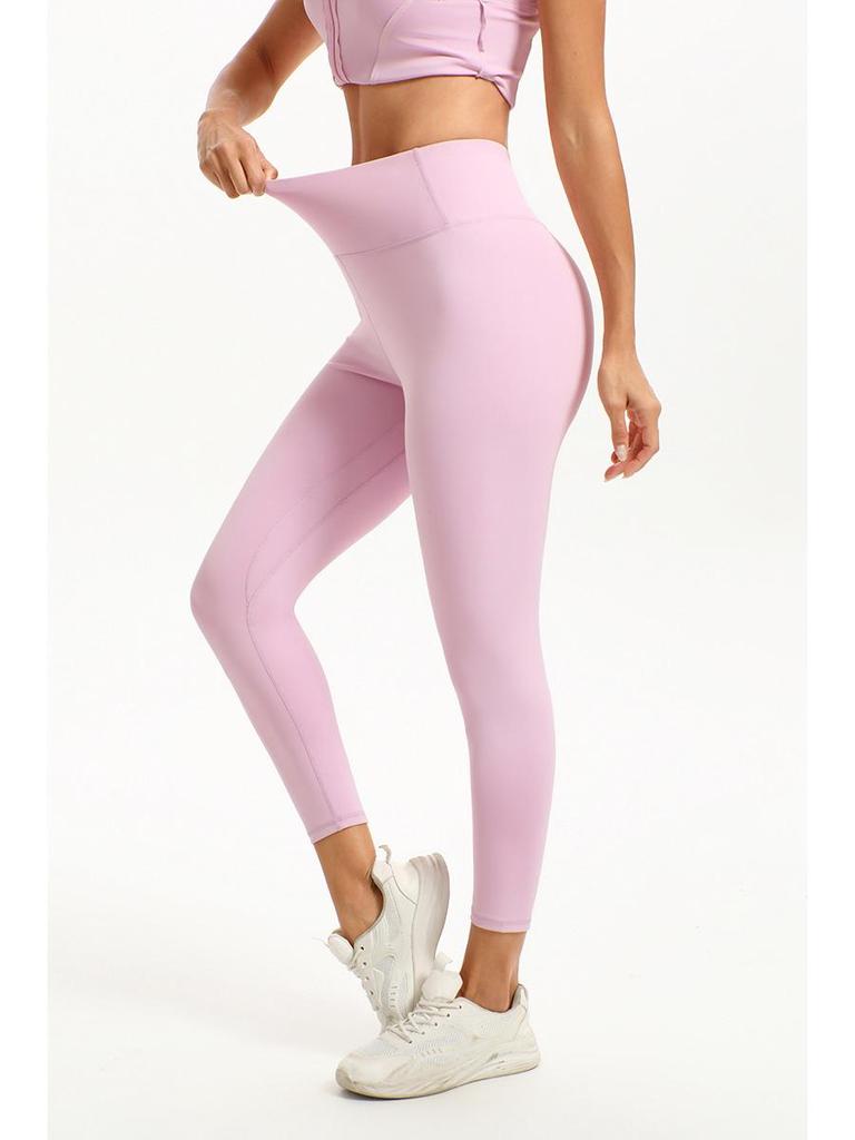 Women's High-Waisted Yoga Pants, Anti-Roll, Butt Lifting, Tummy Control, Cropped Peach Outerwear
