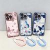 Korean Butterfly With Wrist Chain Case For Xiaomi Note 15 Pro Plus 14 13 12PRO Redmi 15 5G A5 A3 15C 14C 13C Plating Cover Soft