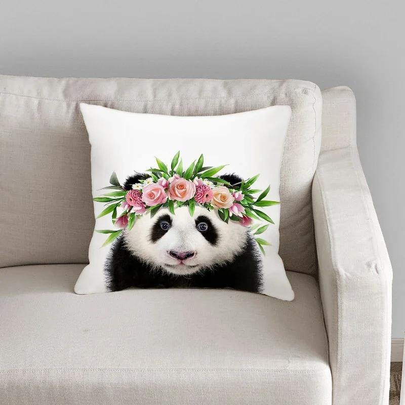 Roztomilý sametový dekorační povlak na polštář Potah na polštář Domácí polštář Květina Králík Pohovka Zvíře 45x45cm