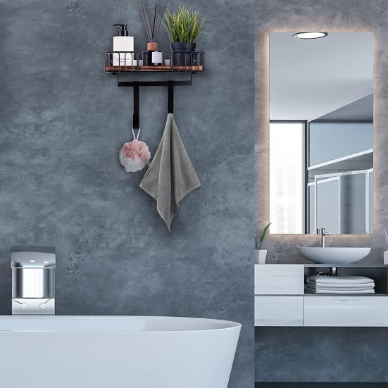 Wall Mount Ironing Board Hanger Storage Rack with Hooks Easy To Install Laundry Room Decor Organization with Storage Wood Base