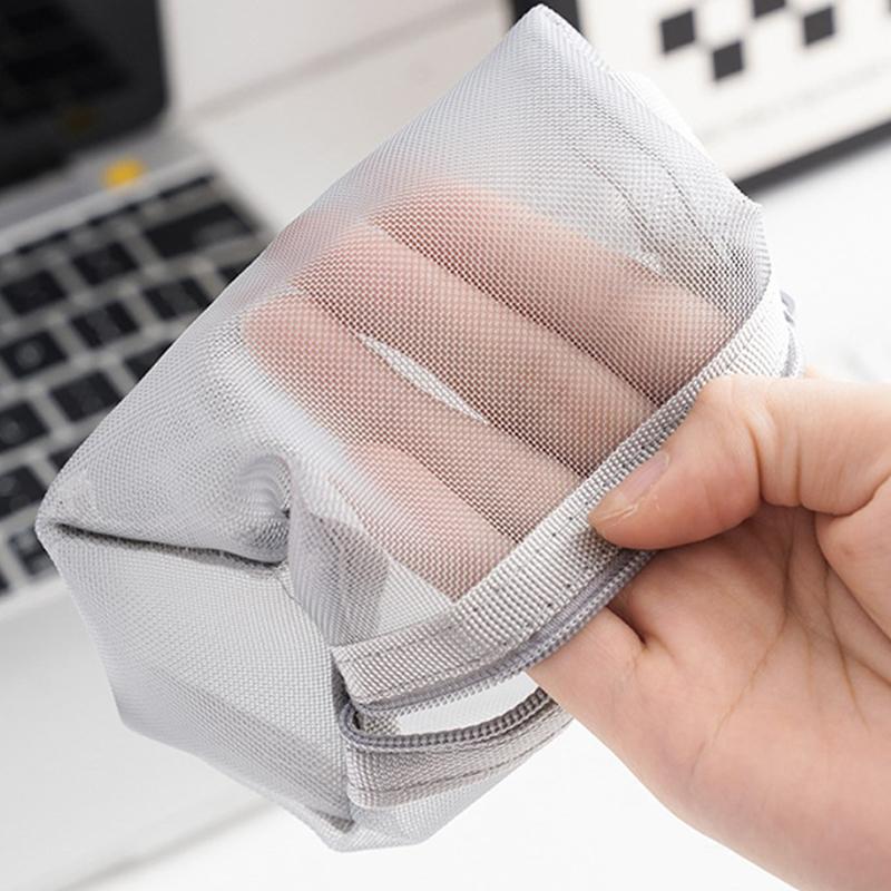 Mesh Cosmetic Pouch Lipstick Storage Bags Coin Purse Headphone Case Organizer Data Cable Id Card Bank Card Storage