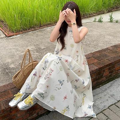 Ärmelloses Kleid Damen Sommer Neu Altersreduzierend Locker Weste Langes Kleid
