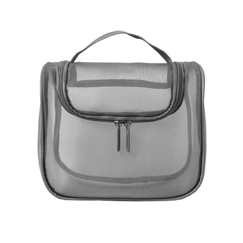 

Travel Makeup Bag With Mesh Material For Portable Organization And Waterproof Storage серый