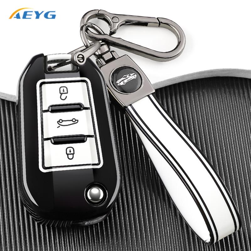 Tpu Key Case Cover Holder Fob Keychain For Peugeot 208 3008 308 508 408 2008 307 4008 For Citroen C4 C3 C6 Cactus C8 3 Buttons