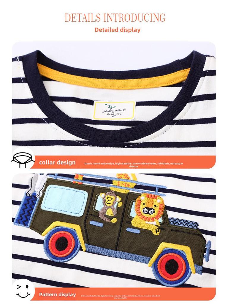 European & American Style Boys' Cartoon T-Shirt - Short Sleeve, Knitted Cotton, Summer Wear
