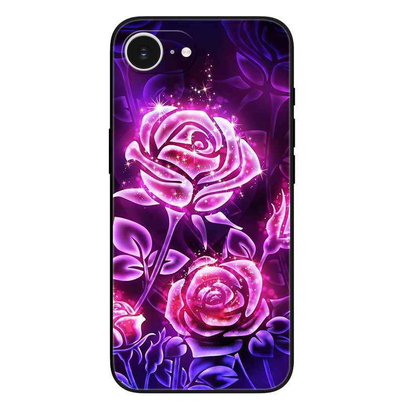 Schwarze Handyhülle Cover für Apple iPhone 16e Hüllen Gedruckte TPU Weiche Stoßfängerhülle für iPhone16e 16e 2025 Schutz Silikonhüllen