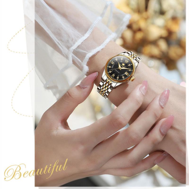 JINSHIDUN New Business and Leisure Ladies Watch Single Calendar Fully Automatic Mechanical Surface Luminous Waterproof High -end Watch