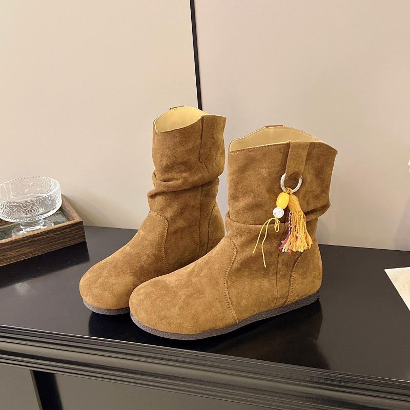Retro Platform Short Boots Women's Autumn New with Skirt Martin Boots Soft-soled Soft Leather Boots