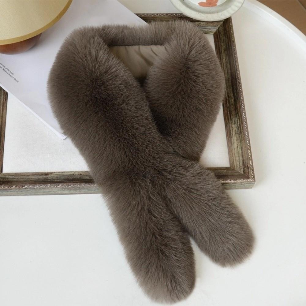 Soft Fluffy Fur Scarf Solid Color Thicken Neck Covers Imitation Fox Hair Cold Resistant Warm Neckerchief Neck Warmers