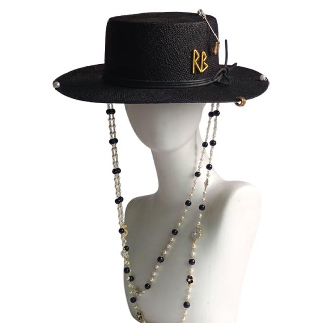 Chain Punk Straw Hat 2023 New Sun Hat Gold Chain Accessories Jazz Hip Hop Summer Hat Punk Style Beach Hat Church Hat