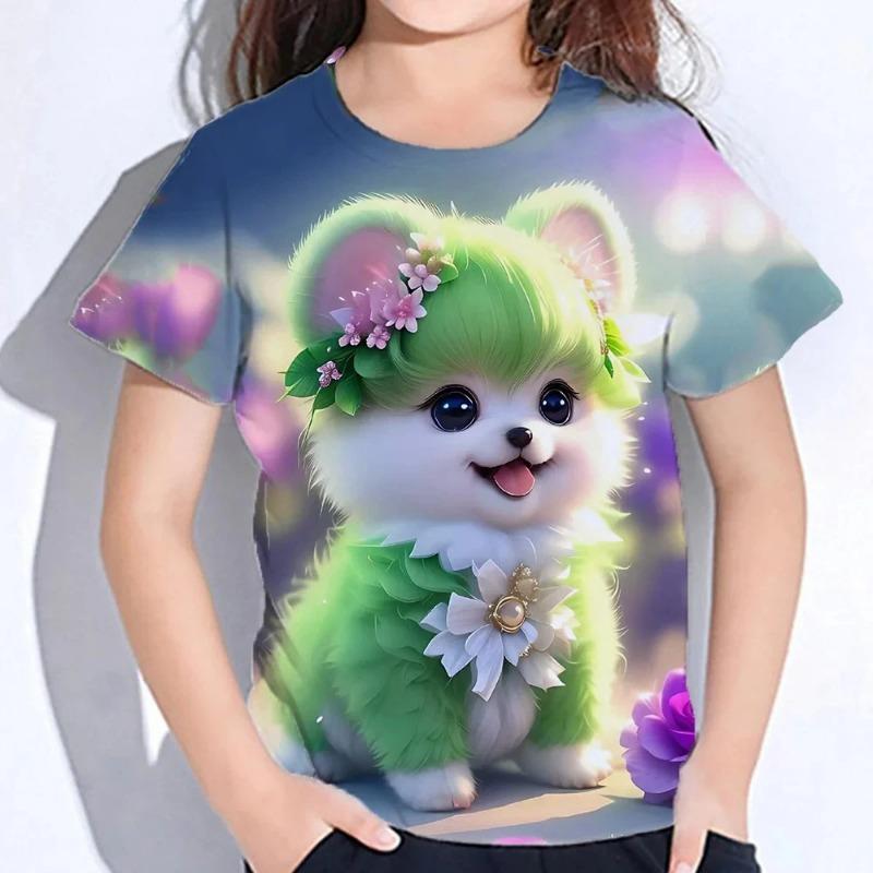 Summer T-Shirts 3D Print Animal Dog O-Neck T Shirt Casual Boys Girls Tops Oversized Fashion Kids Tees Harajuku Children Clothing