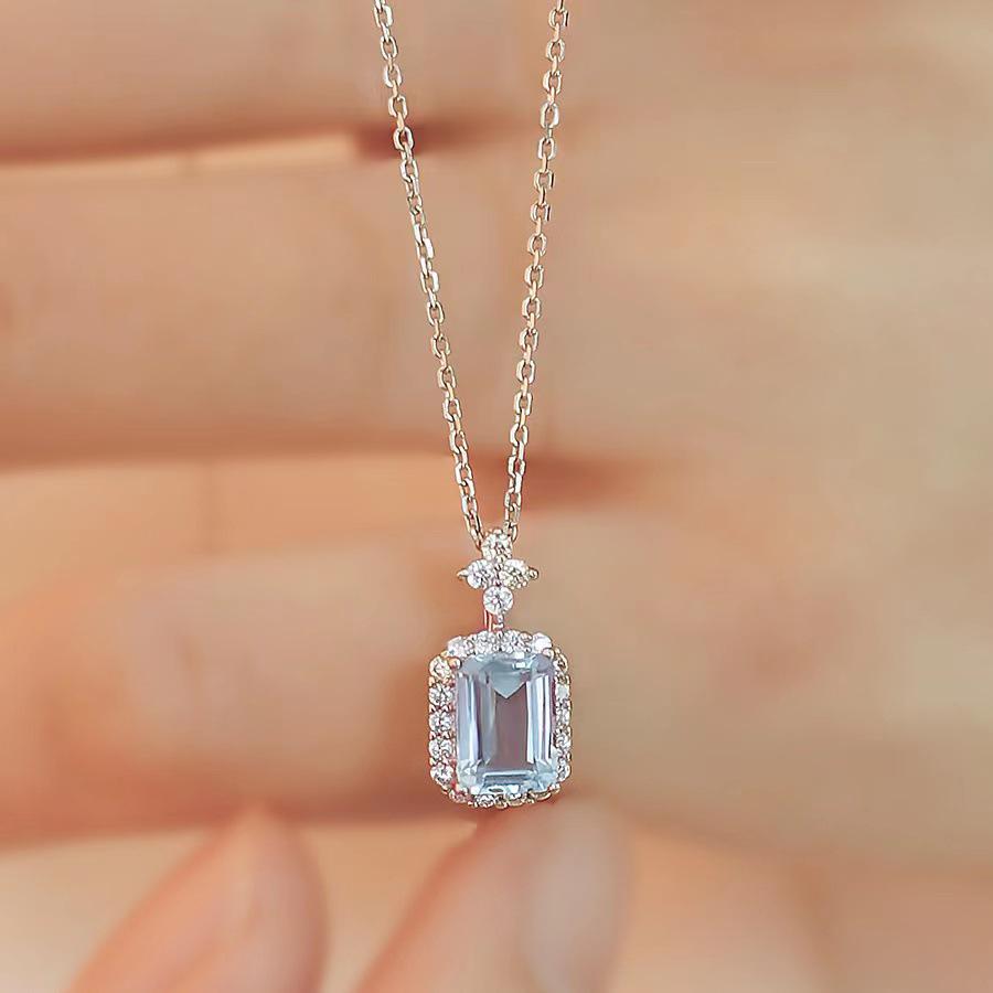 Blue Topaz Perfume Bottle Necklace - Luxury Glass Clavicle Chain for Women, Ideal Gift for Christmas