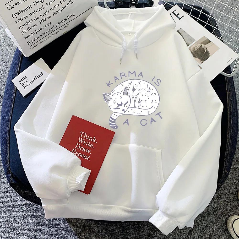 The Eras Tour Karma Is A Cat 2D Print Men Women Hoodies Casual Oversize Pullovers Popular Streetwear Sweatshirts