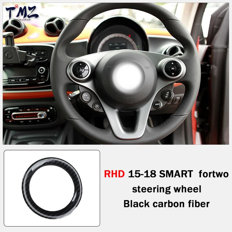 Center Console Panel Black Carbon Fiber Car Interior Sticker Suitable for Mercedes-Benz Smart Fortwo 453 LHD 2015-2018
