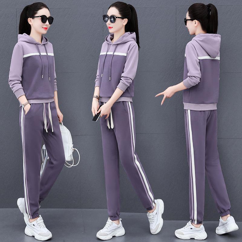 Trendy Women's Two-Piece Casual Suit: Spring/Autumn Hoodie & Long Pants Set