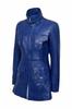 Lambskin Genuine Stylish Casual Fit Soft  Women Trench Coat Blue Handmade Leather Lambskin Genuine Stylish Casual Fit