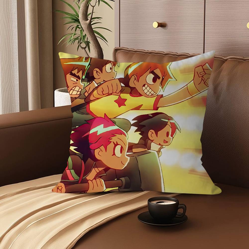 S-Scott Pilgrim Takes Off Pillow Covers Cartoon Sofa Decorative Home Double-sided Printing Short Plush Cute Cushion Cover