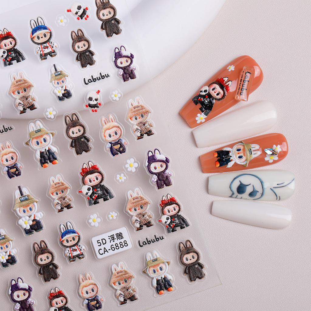 Søte LABUBU Negleklistremerker Små Mønstre Neglekunst Klistremerker Tilbehør Selvklebende Klistremerker Telefonbok DIY Dekorasjonsklistremerker