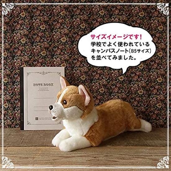 Ninian and Kino Plush Dog, Realistic Lying Down, Approximately 40cm Long, Pet (Corgi)
