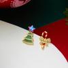 New Asymmetric Christmas Tree Candy Cane Stud Earrings For Women Crystal Zircon Star Bowknot Xmas Earring Holiday Party Jewelry