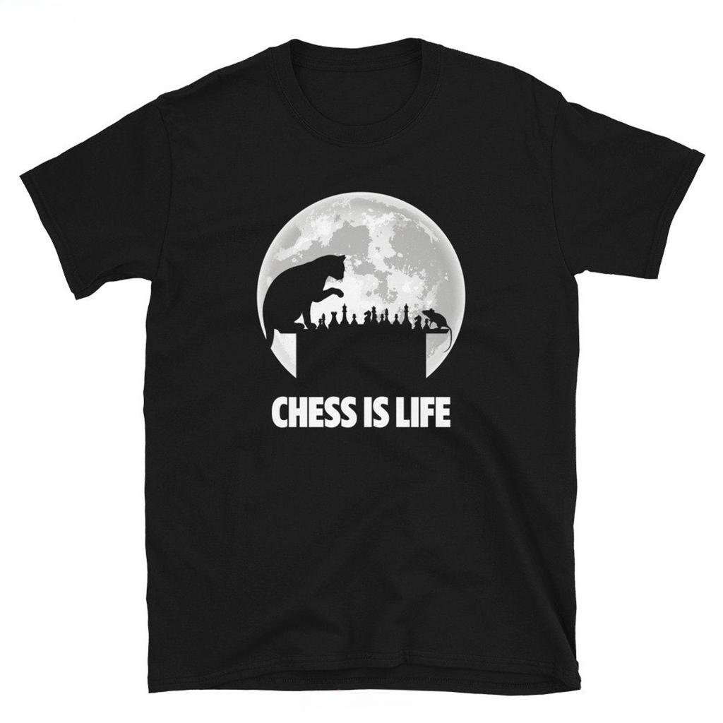 Chess Is Life Cat and Mouse Playing T Shirt New Arrival Funny Short Sleeves Oneck Fashion Unique Harajuku Aesthetic Tops Tee