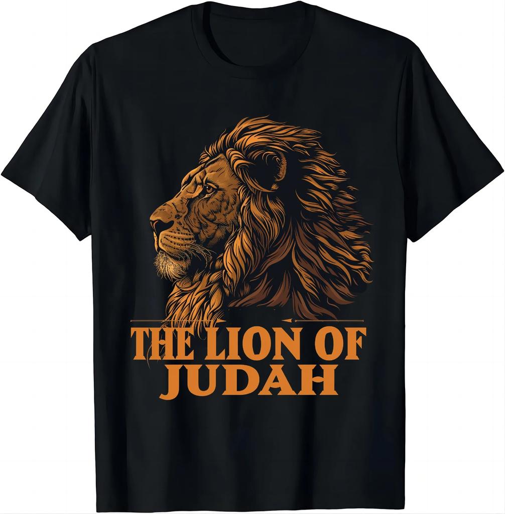 Jesus Lion of Judah Christian Gift for Men Women T-Shirt Vintage T Shirt Animal fashion short sleeves Top streetwear Ropa Hombre