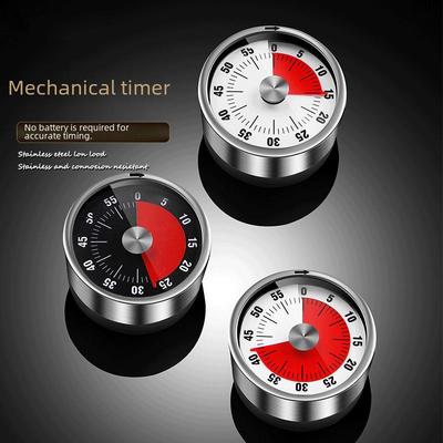 Stainless Steel Magnetic Kitchen Timer with Visual Countdown and Portable Design