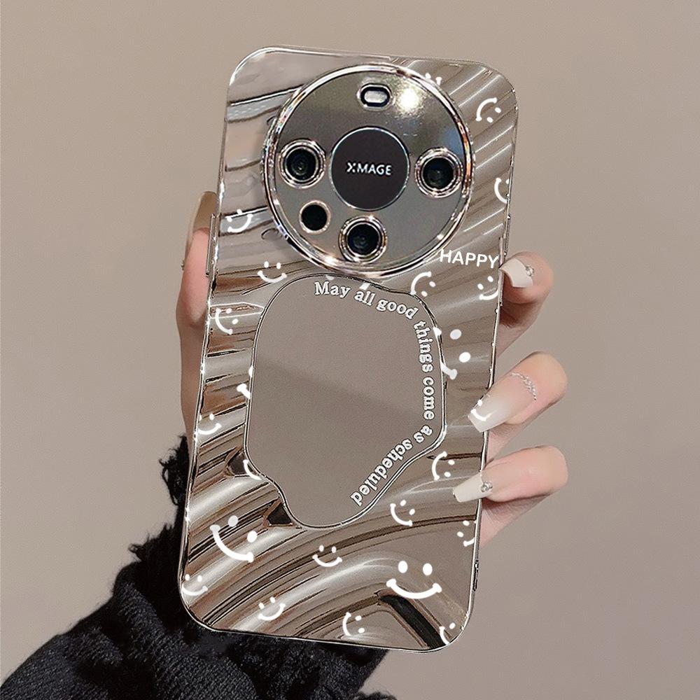 Mirror Phone Case for iPhone 16 11 13 14 for 16 Pro 12 13 15 16 Pro Max for Samsung A15 A16 A35 A55 Cute Cloud Flower Puppy Electroplated Phone Case