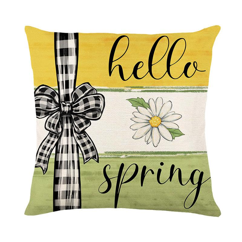 Spring Printed Pillow Case Letter Daisy Series Living Room Sofa Decoration Cushion Cover Bedroom Cushion Cover