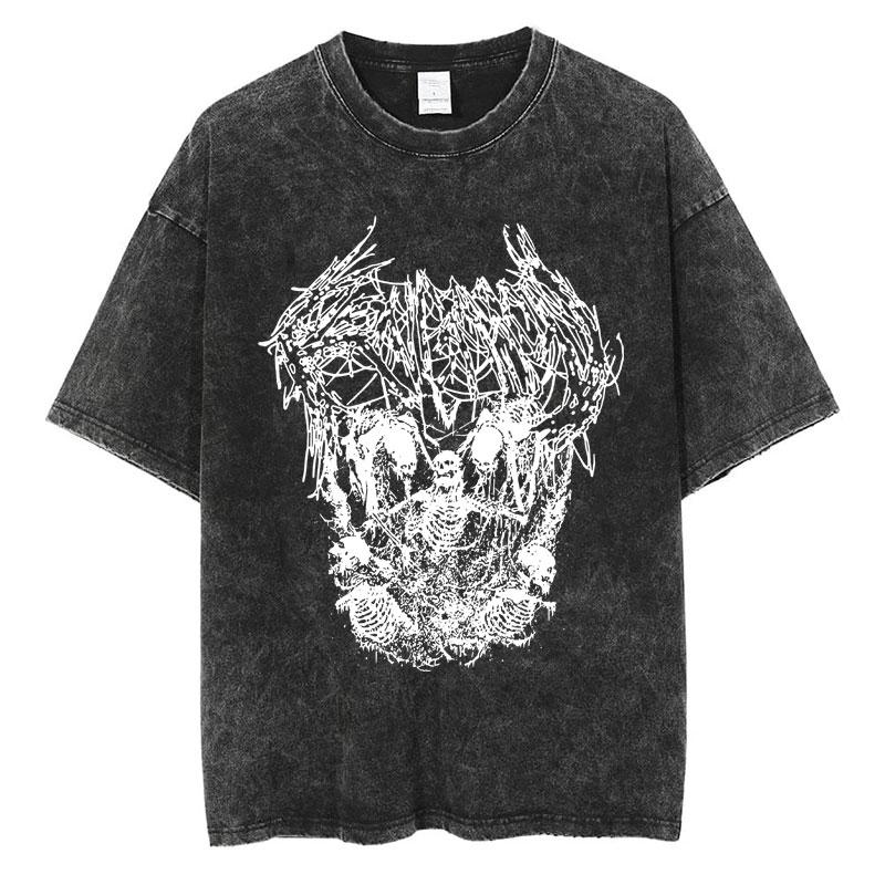 Rapper Playboi Carti Álbum Musical Die Lit Camiseta Lavada Hombres Mujeres Hip Hop Camisetas Populares Moda Camisetas Góticas Algodón Streetwear