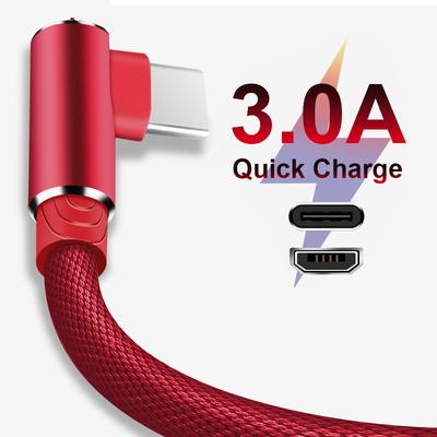 1 2 3m 90 Degree Fast Charge Data Type C Micro USB C Cable For Samsung Huawei Xiaomi Oneplus OPPO Type-c Charger Long Mobile Phone Wire Cord