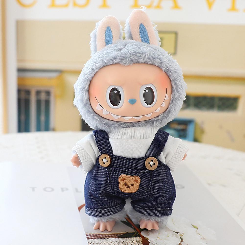 For 17cm Labubu Doll Clothes Fashion Piggy Overalls Doll Clothes Color Match Hoodies Dolls Accessories Cute Decoration Little Clothes