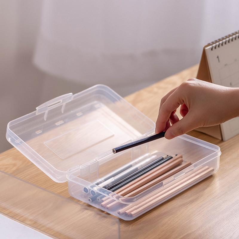 Transparent Pencil Box Hard Plastic Pencil Case Crayon Pen Box Sketch Pencil Case Stacking Office Supplies Organizer Box