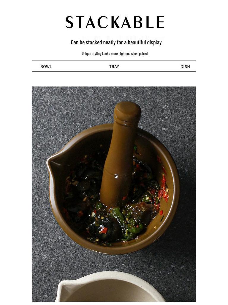 Melamine Pestle & Mortar for Mashing Ginger, Garlic, Chili, and Century Egg