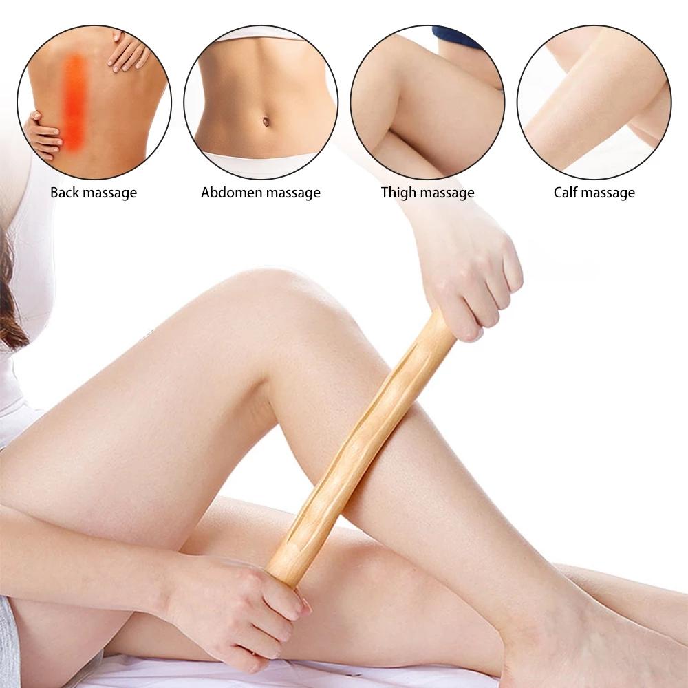 Wooden Gua Sha Stick Body Massage Tool  Abdomen Cellulite Massager For Backpain Relief Wood Therapy Massage Cup 8 Beads Handheld