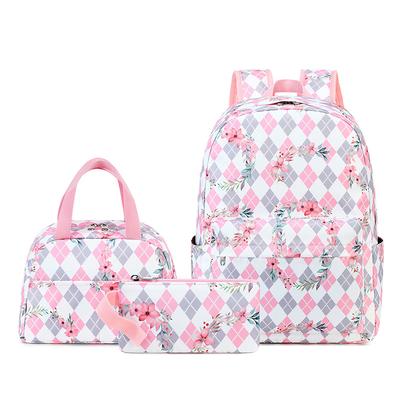 Geometric Flower Print School Bags for Teenagers Girls Schoolbag Large Capacity School Backpack 3pcs/set Rucksack Kids Cute Book